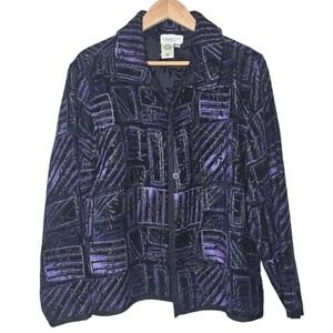 Coldwater Creek Purple & Black Button Down ( Blazer like) Size Petite Medium